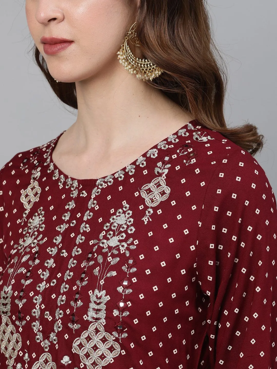 Bindiya Maroon Kurta and Skirt Set