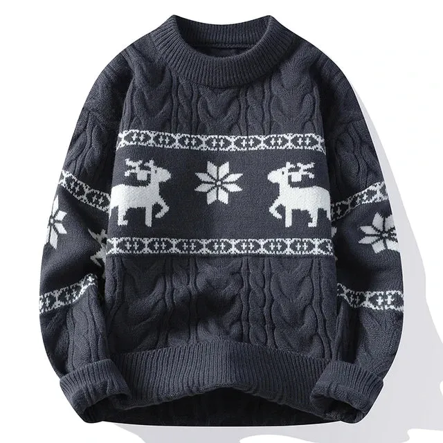 Deer Printed Knitted Winter Warm Sweater