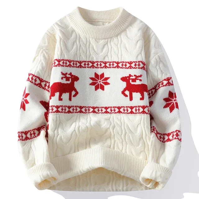 Deer Printed Knitted Winter Warm Sweater