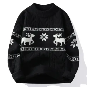 Deer Printed Knitted Winter Warm Sweater