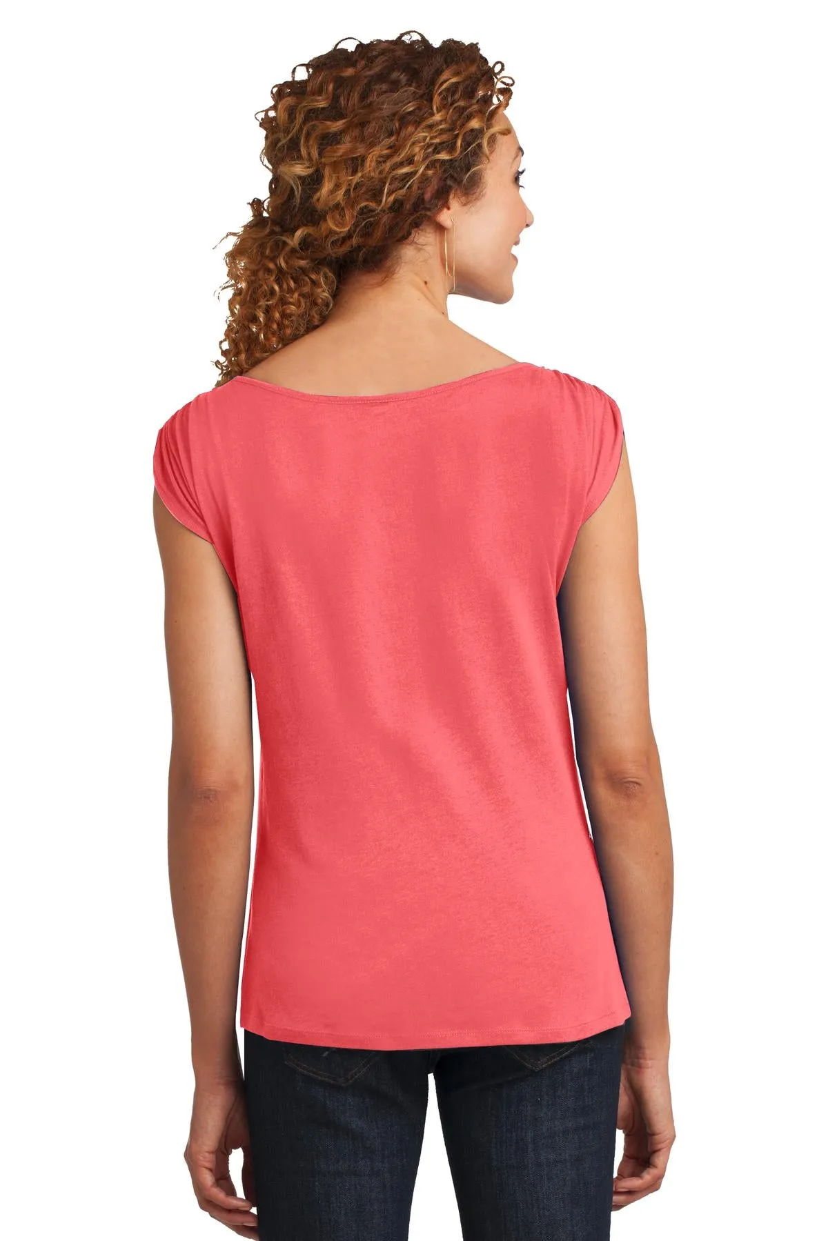 District Made Ladies Modal Blend Gathered Shoulder Tee. DM483