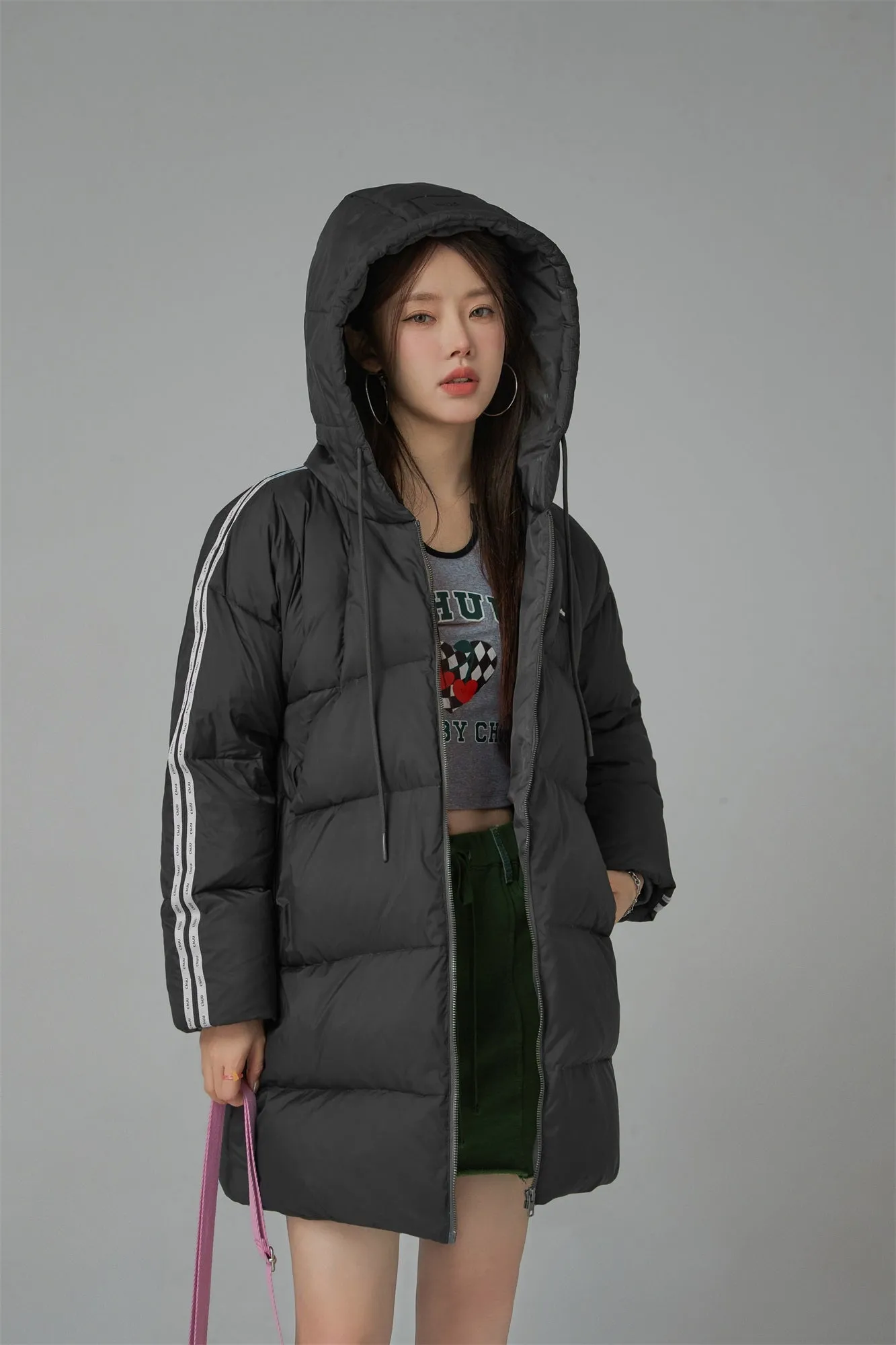 Duck Down Hooded Padded Coat