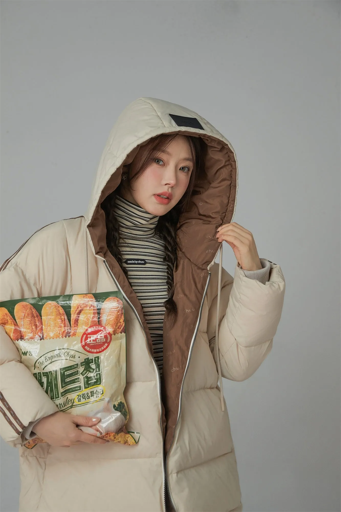 Duck Down Hooded Padded Coat