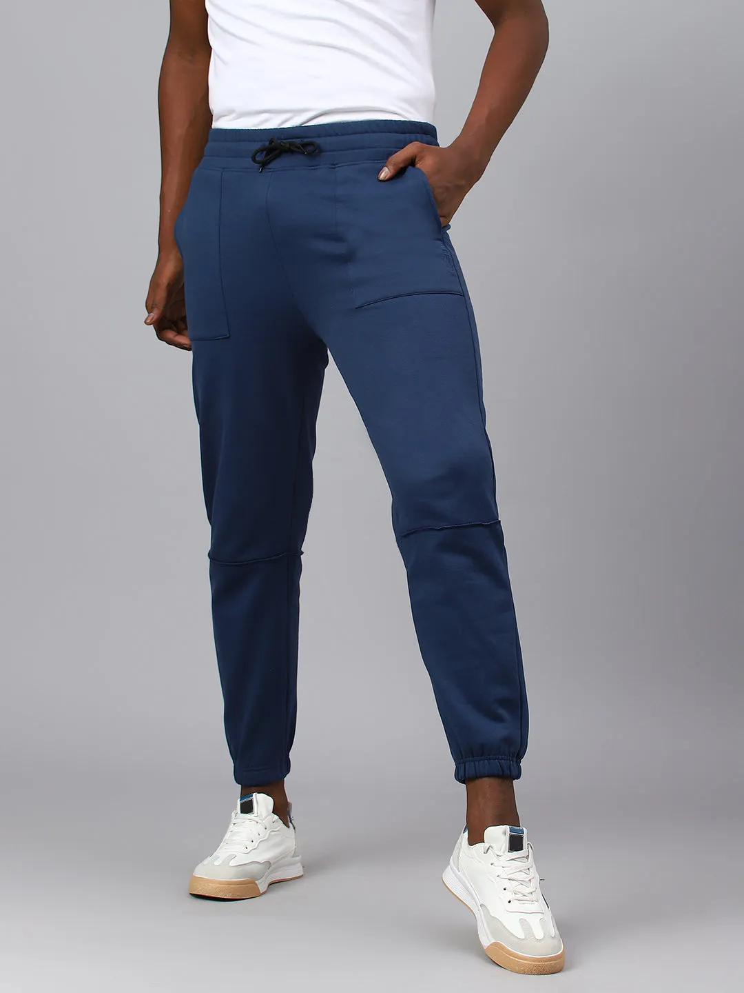 Fitkin Men Blue Cargo Fleece Jogger