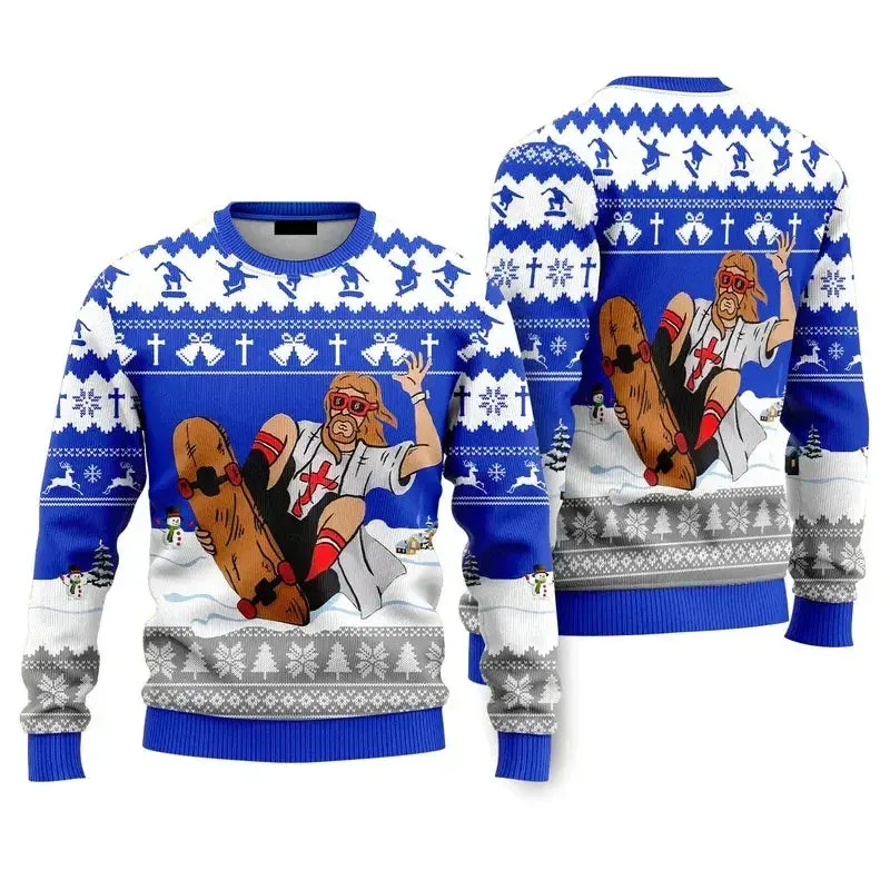 Funny Jingle Balls Ugly Christmas Sweater For Men Festival Xmas Long Sleeves Sweatshirt 3d Printed Santa Claus Pullovers Tops