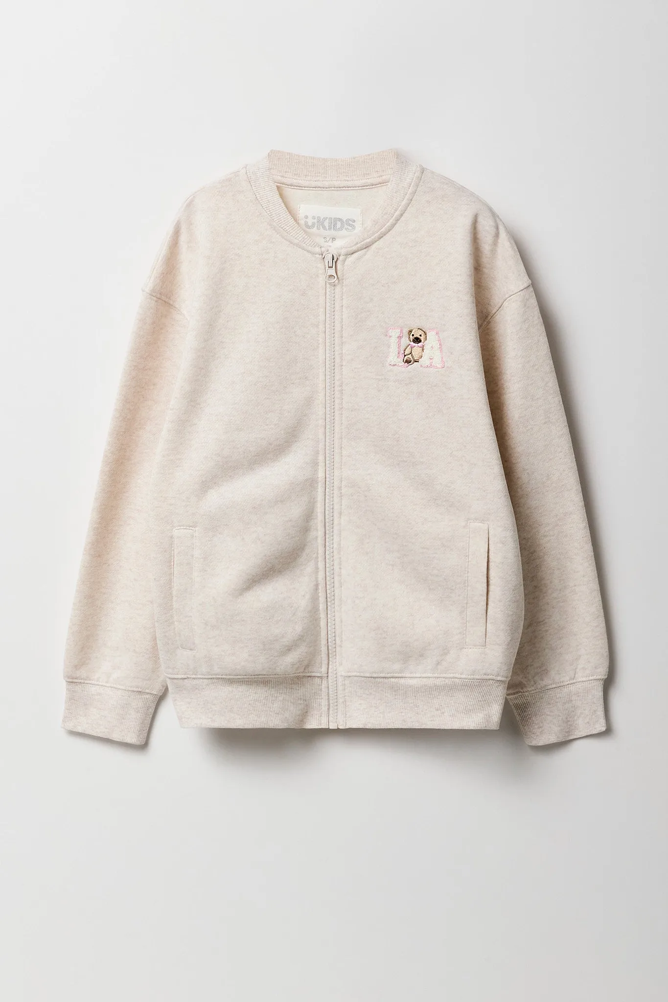 Girls Embroidered Fleece Bomber Jacket