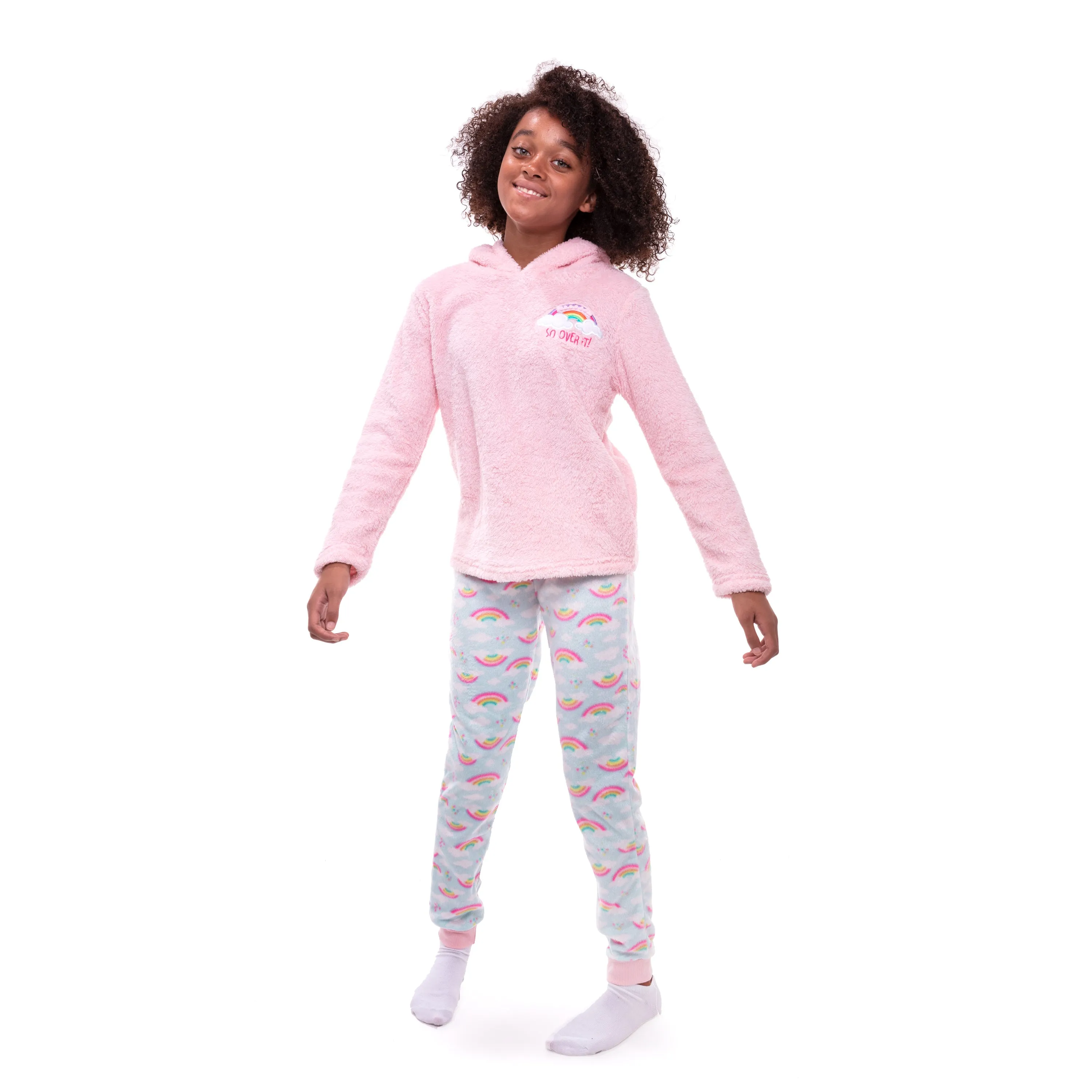 Girls Over the Rainbow Soft Novelty Fleece 2-Piece Pajama Sleep Pant Set