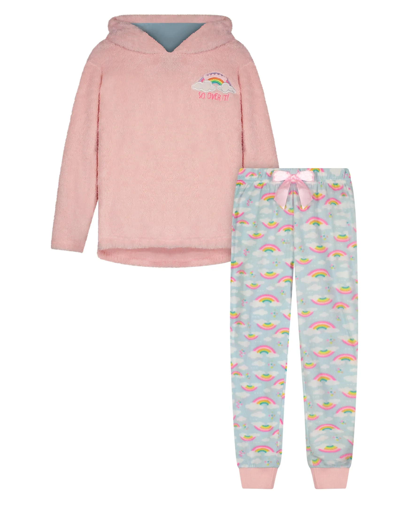 Girls Over the Rainbow Soft Novelty Fleece 2-Piece Pajama Sleep Pant Set