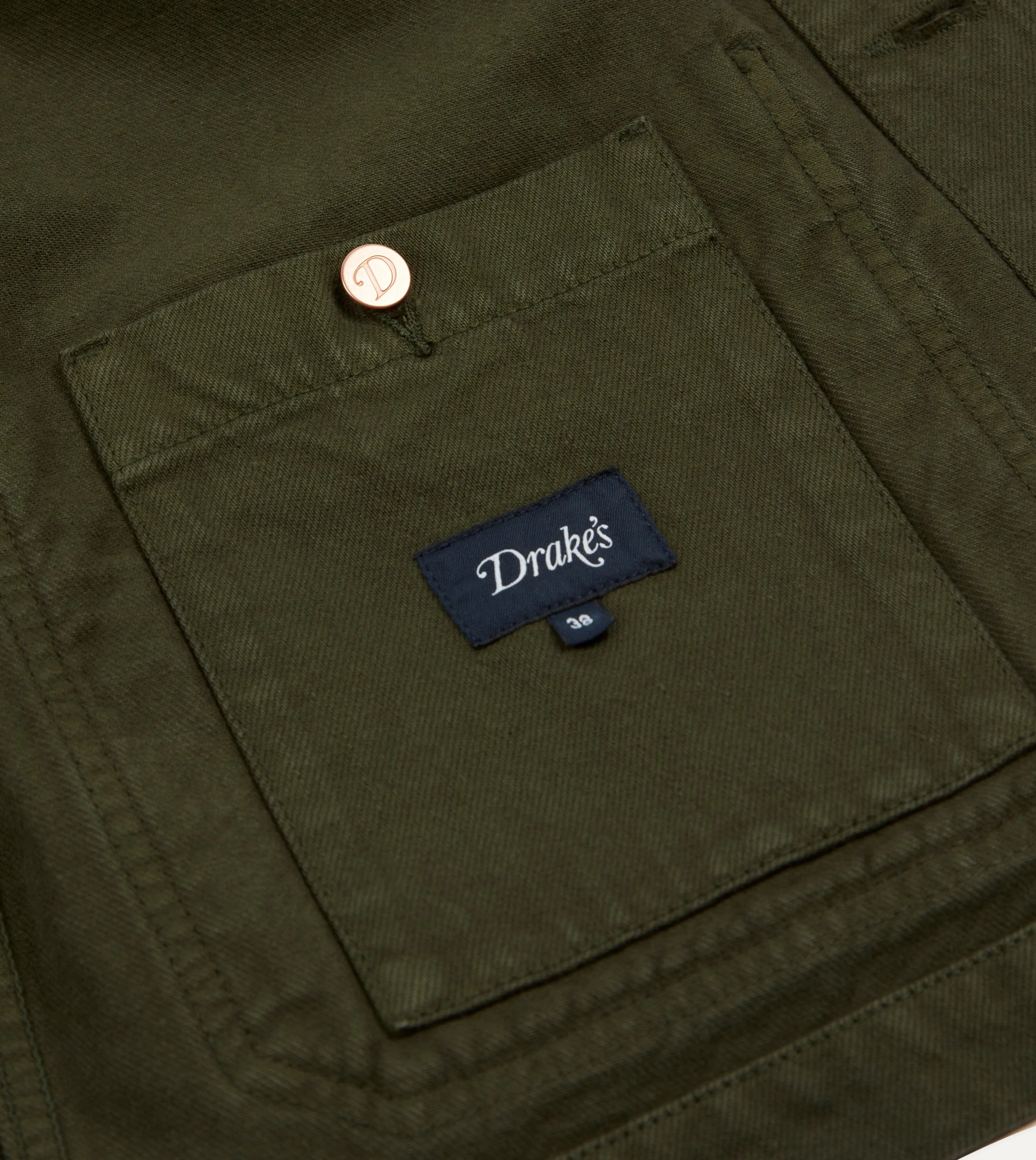 Green Heavy Twill Cotton Five-Pocket Chore Jacket