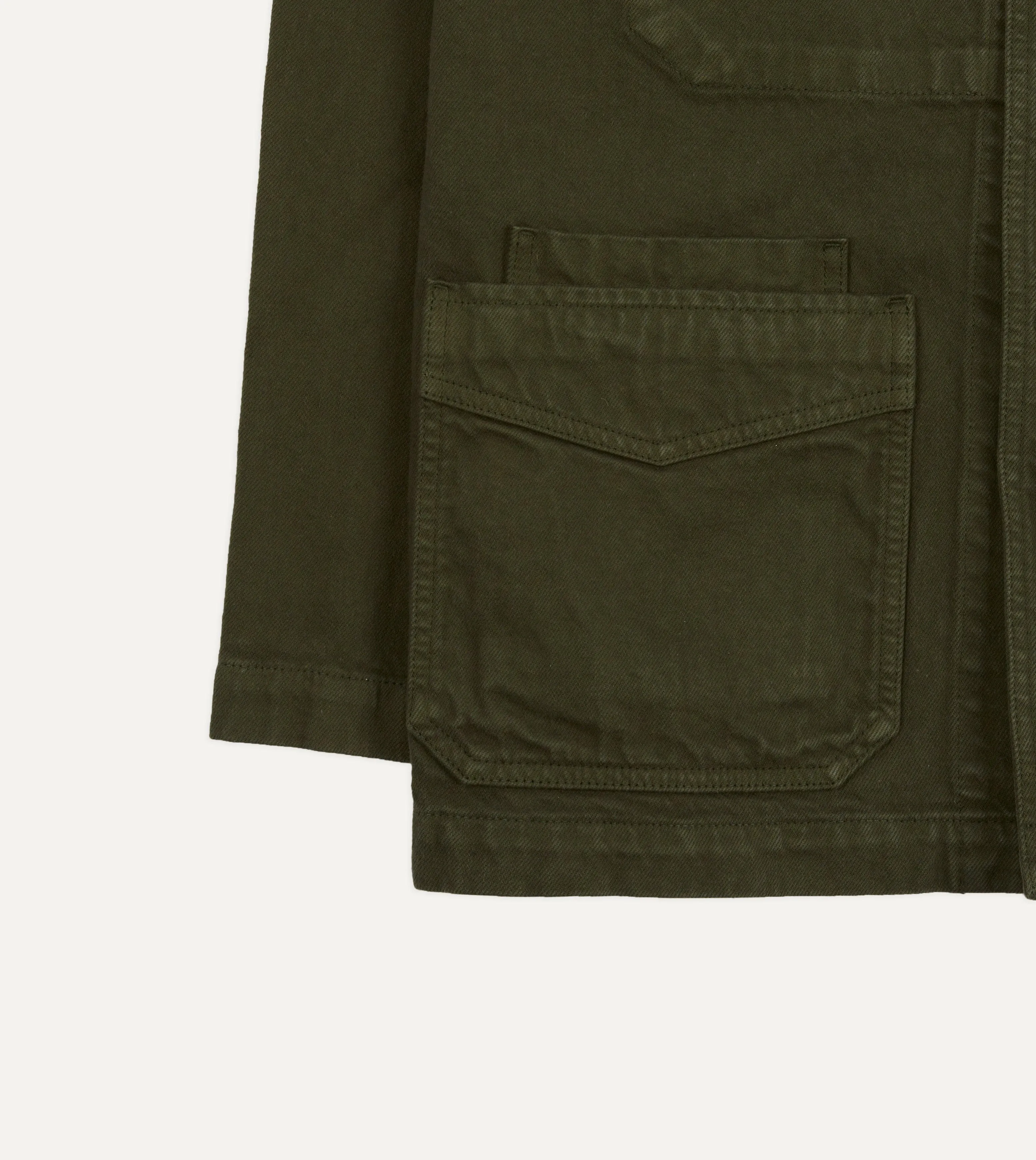 Green Heavy Twill Cotton Five-Pocket Chore Jacket