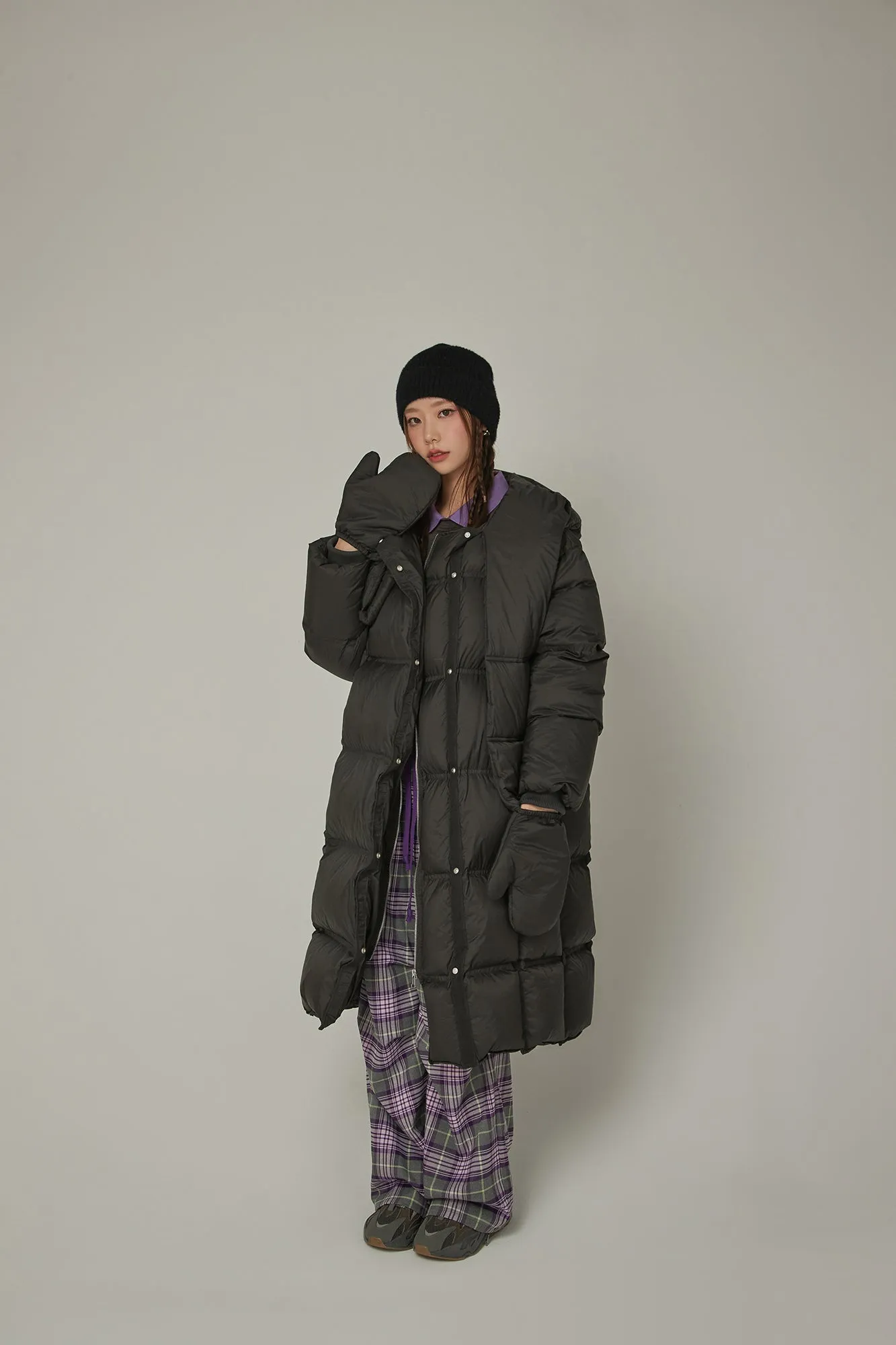 Hooded Glove Muffler Padded Coat