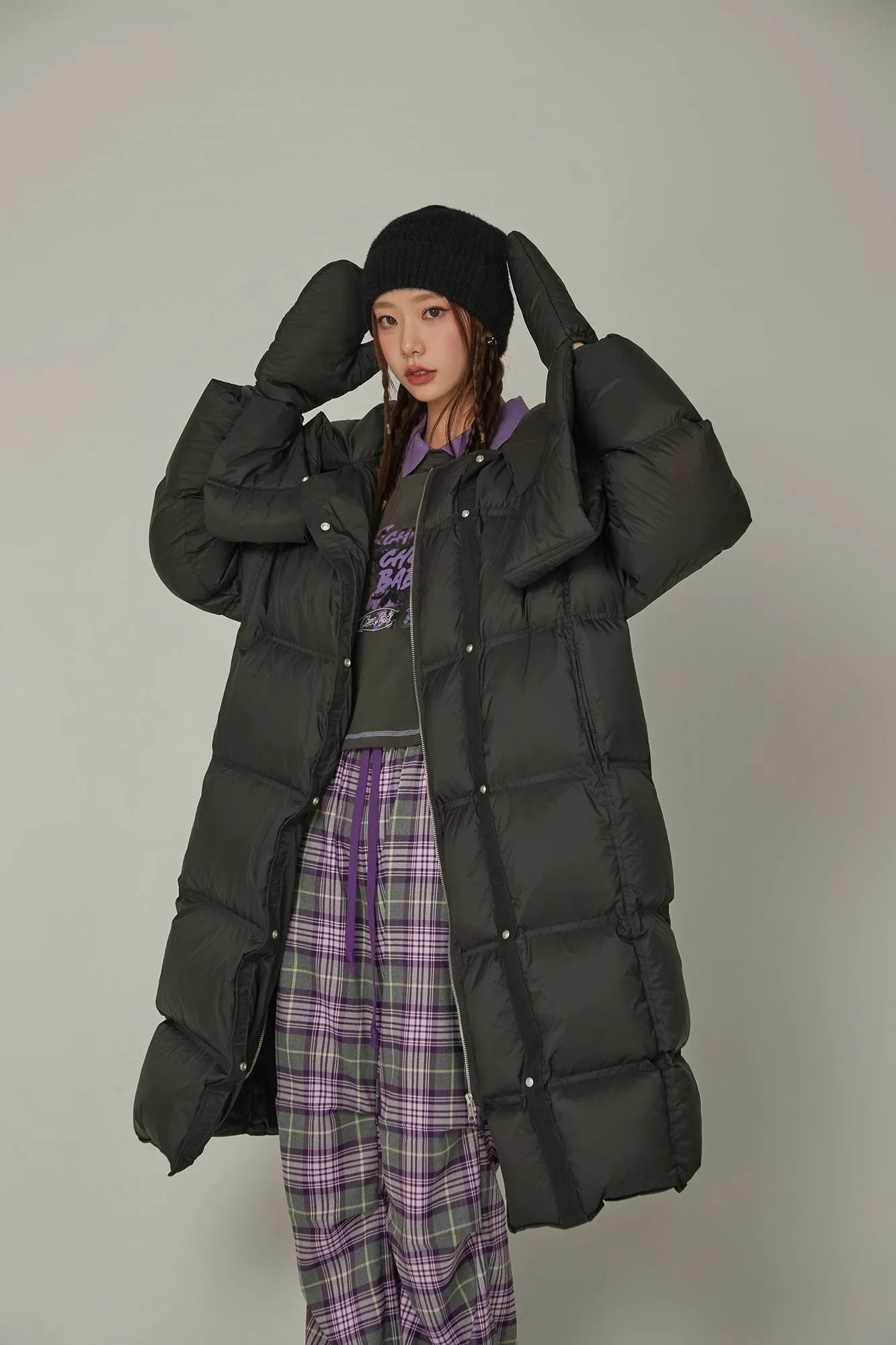 Hooded Glove Muffler Padded Coat