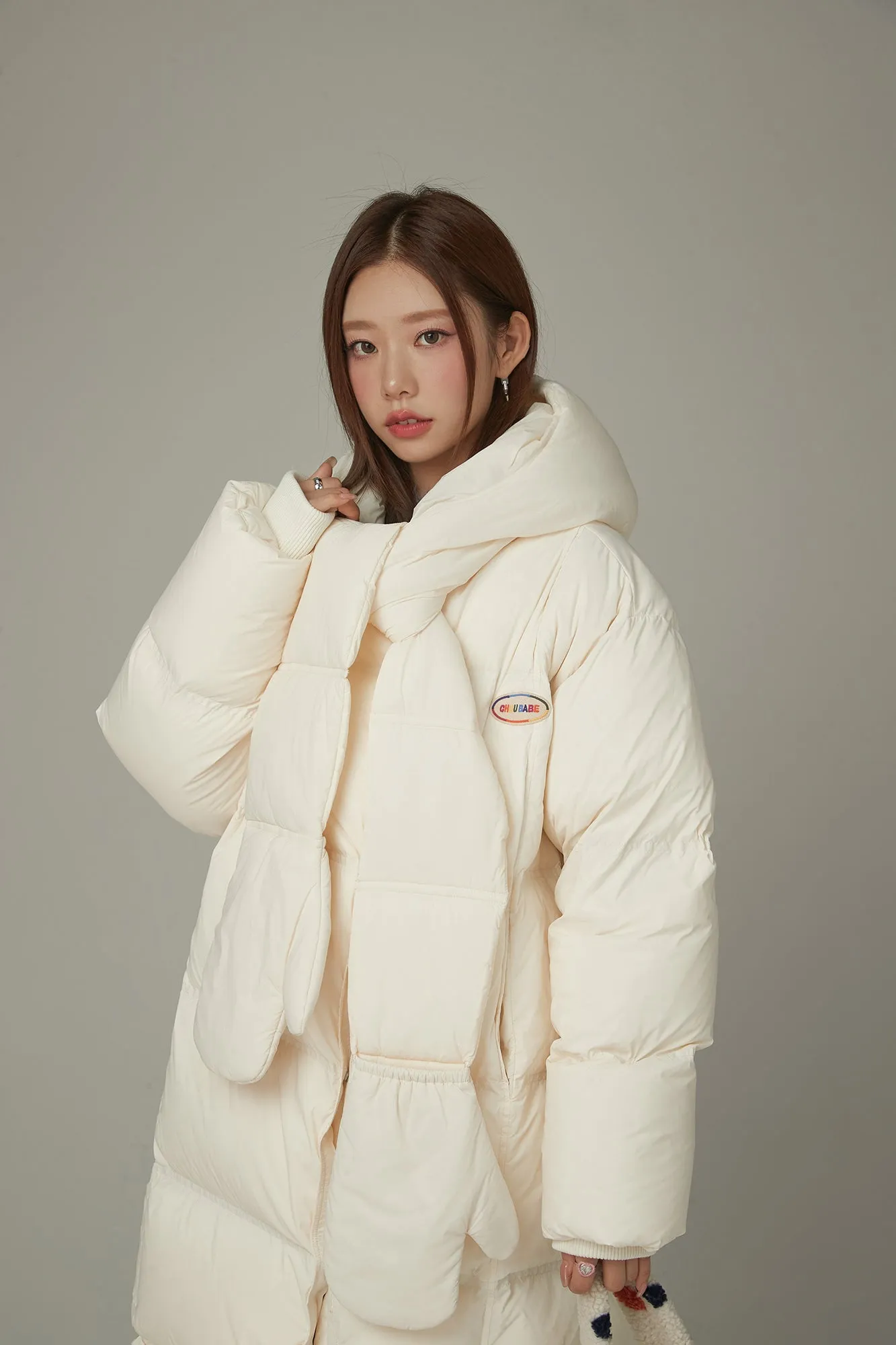 Hooded Glove Muffler Padded Coat