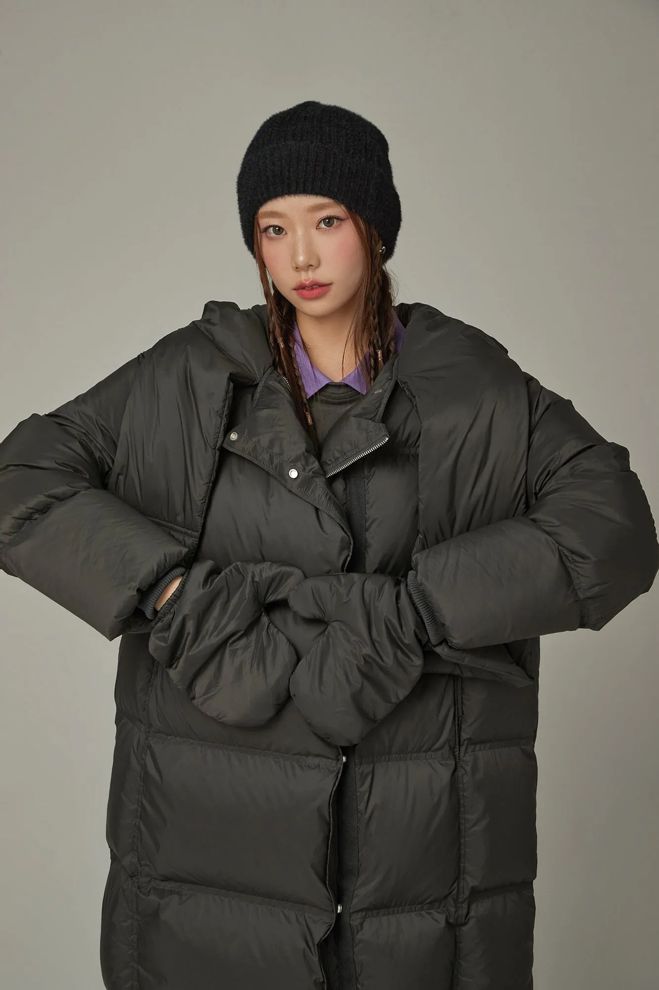 Hooded Glove Muffler Padded Coat