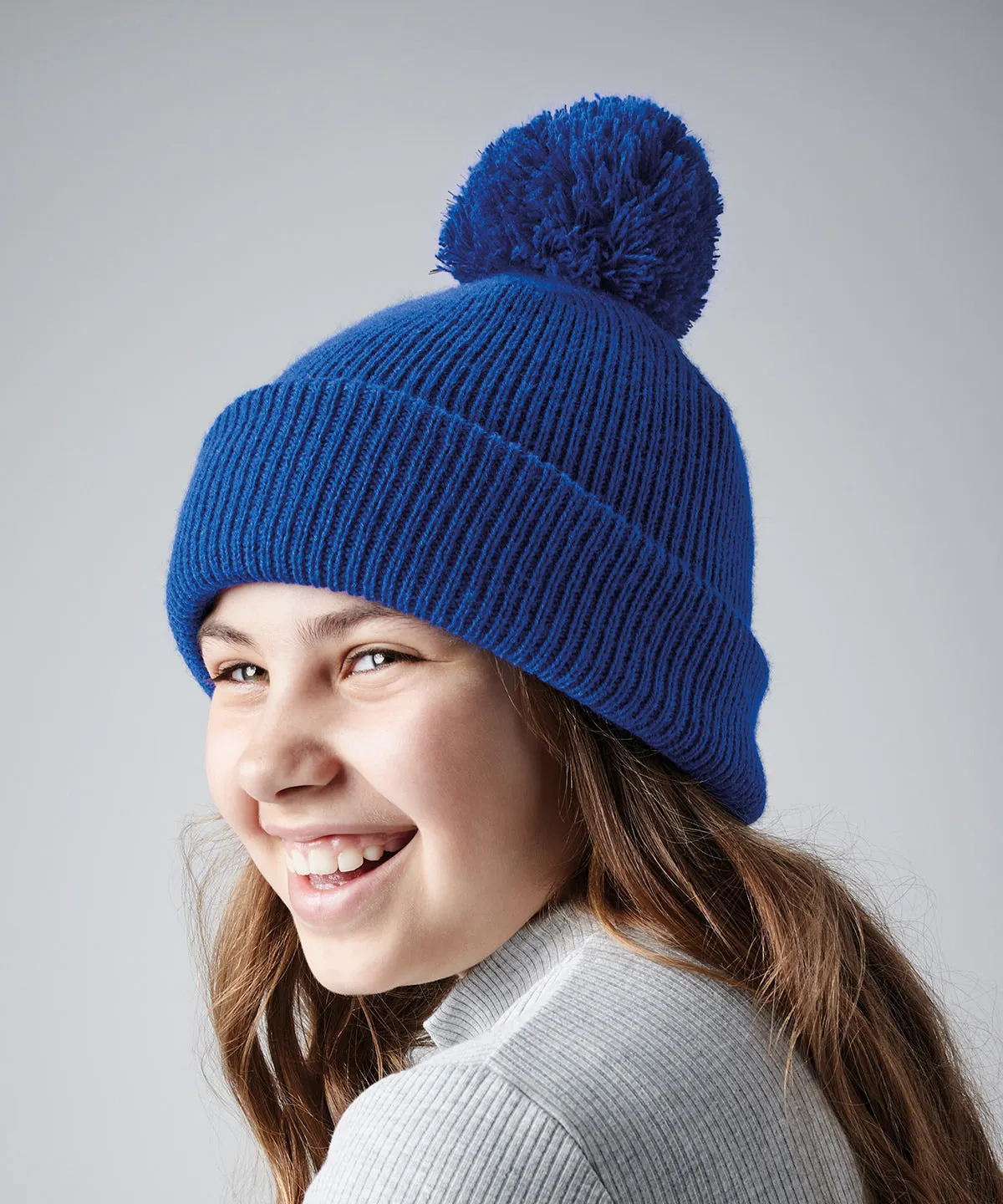 Junior reflective bobble beanie | Bright Royal