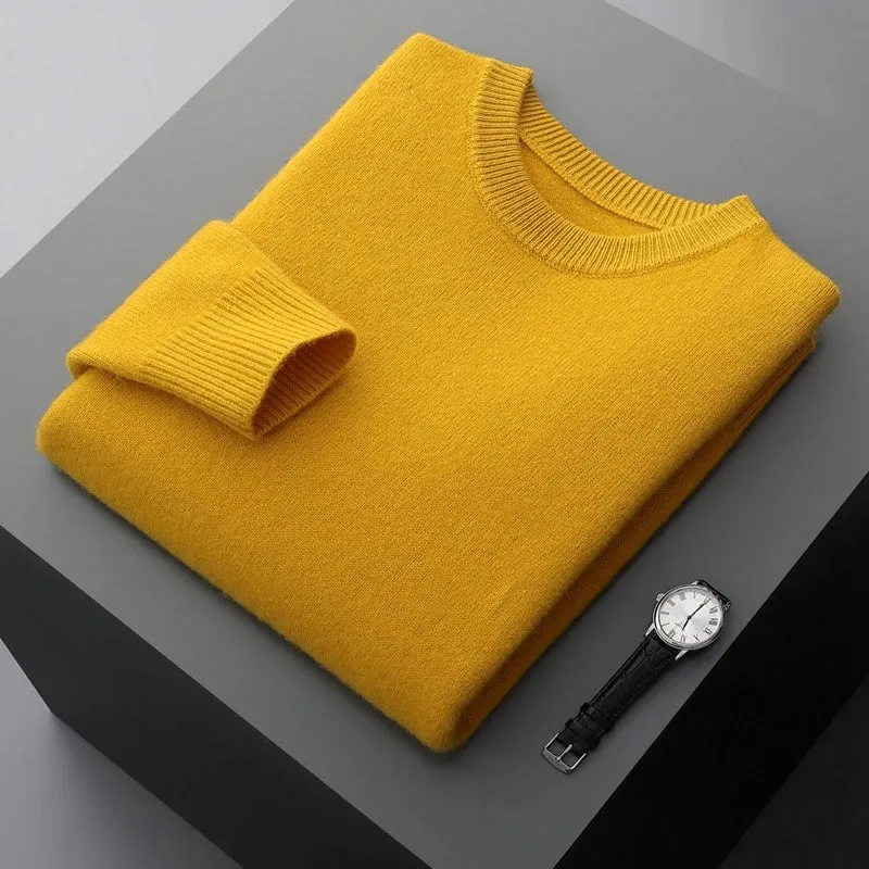 LHZSYY 100% Wool Sweaters High-grade Thicken New Men Pullover Knit Autumn Winter Fashion Clothing Men's Sweaters Solid Slim Fit