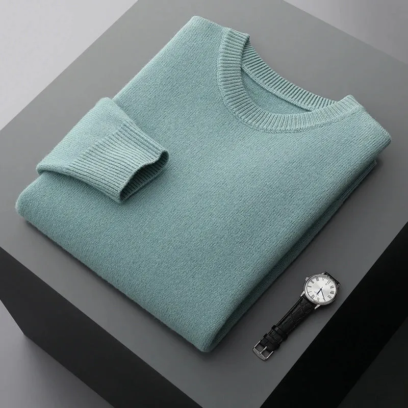 LHZSYY 100% Wool Sweaters High-grade Thicken New Men Pullover Knit Autumn Winter Fashion Clothing Men's Sweaters Solid Slim Fit