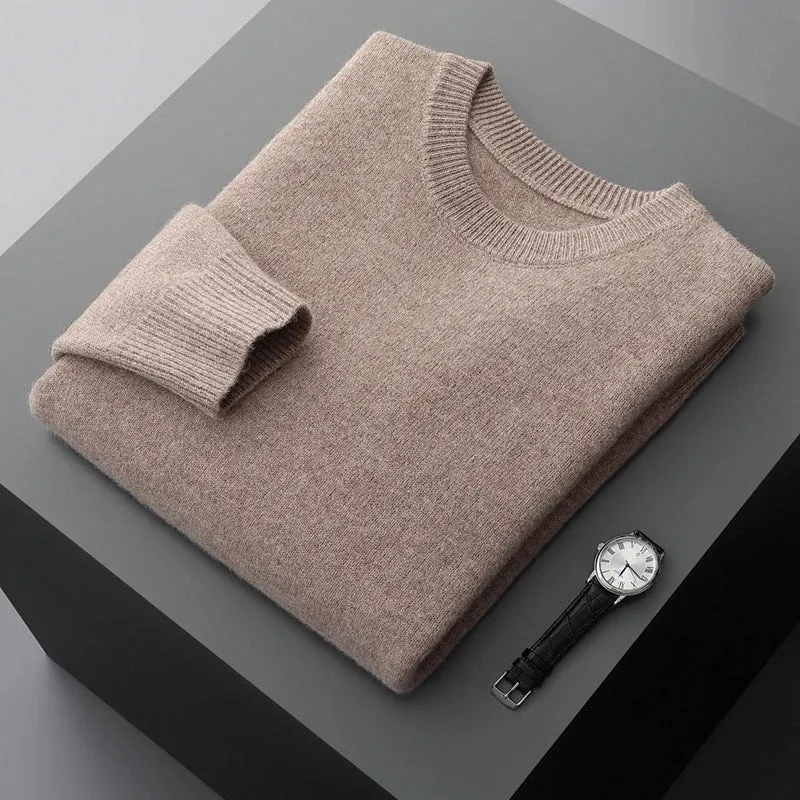 LHZSYY 100% Wool Sweaters High-grade Thicken New Men Pullover Knit Autumn Winter Fashion Clothing Men's Sweaters Solid Slim Fit