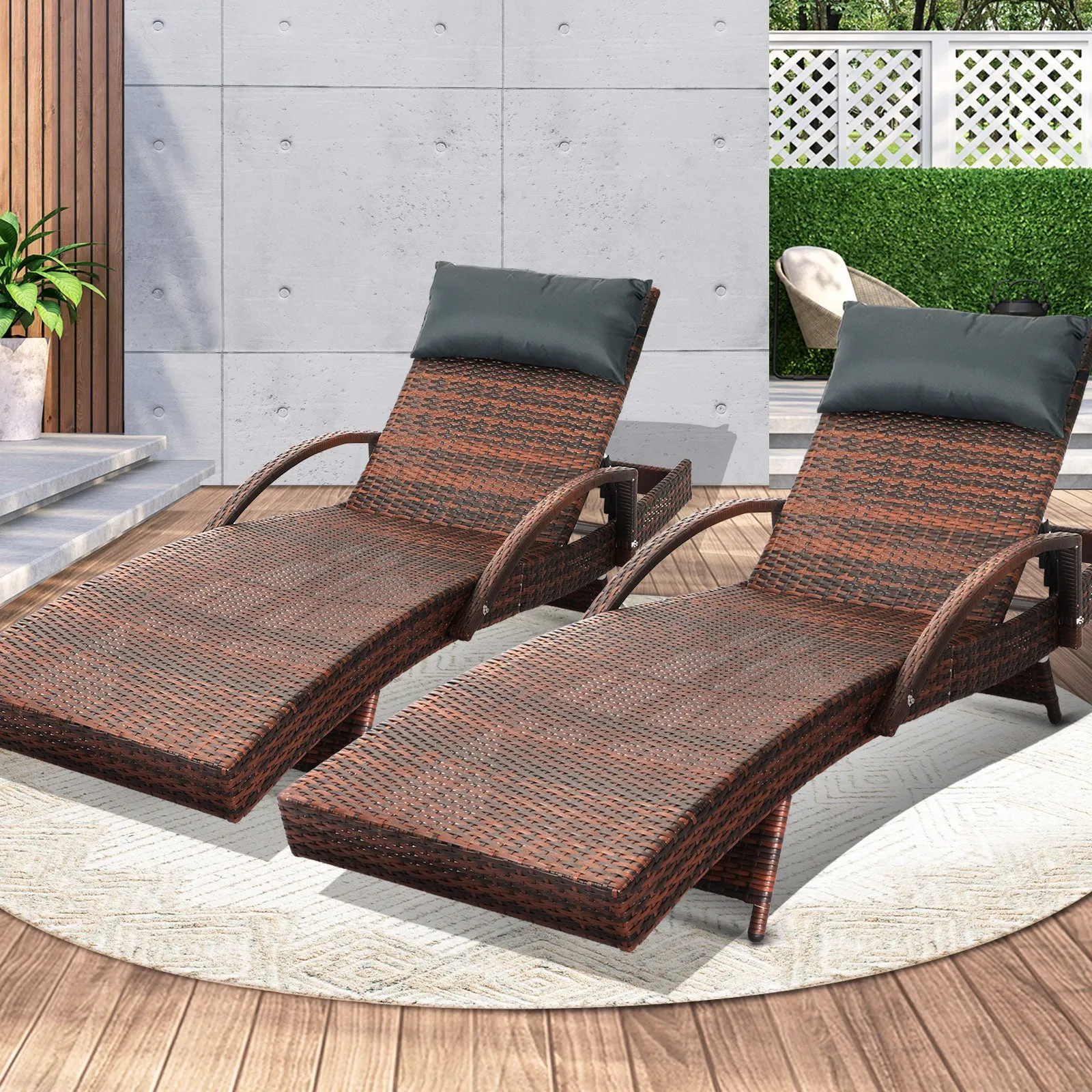 Livsip Sun Lounge Outdoor Furniture Rattan Wicker Lounger Garden Patio Sofa Set