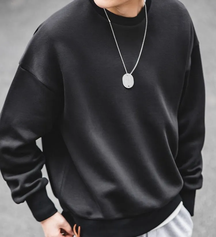 Maden Vintage Hoodies Sweatshirts Men Space Cotton Solid Pullover Sweatshirt Round Neck Oversize Coats Casual Hooded Man