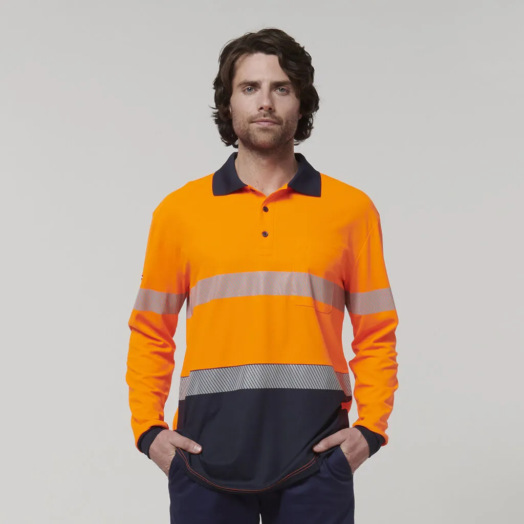 Mens Long Sleeve Hi Vis Taped Polo - Y19619