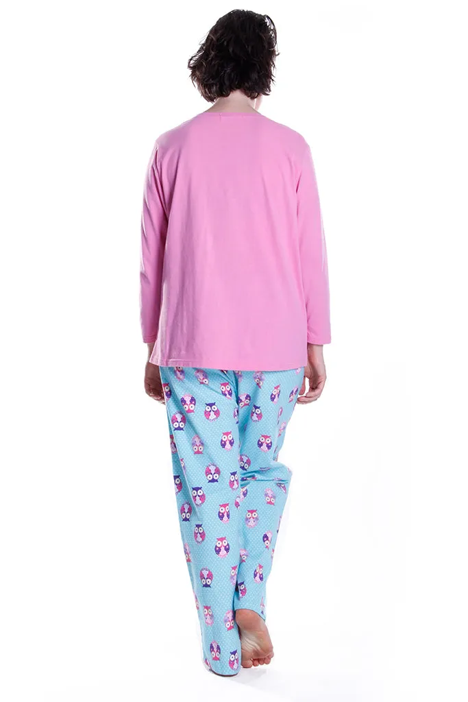 Owl Print Flannel Pajama Set