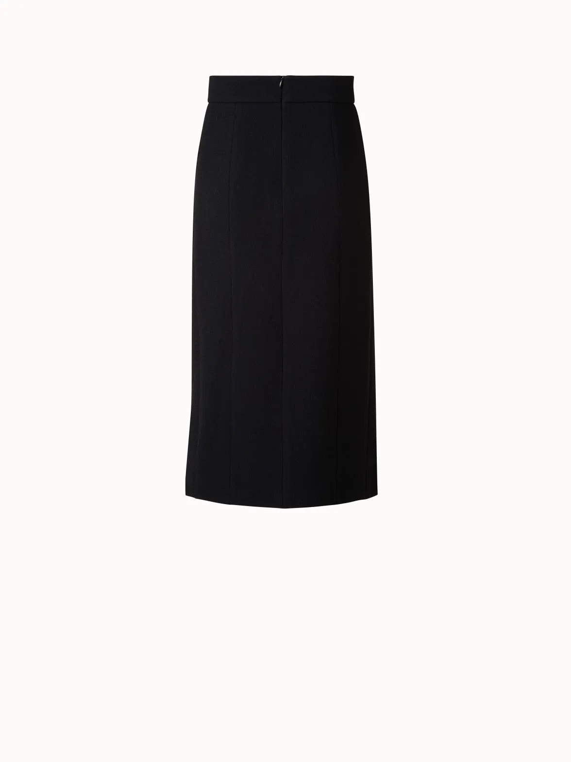 Pencil Skirt in Wool Double-Face with Plisse Insets