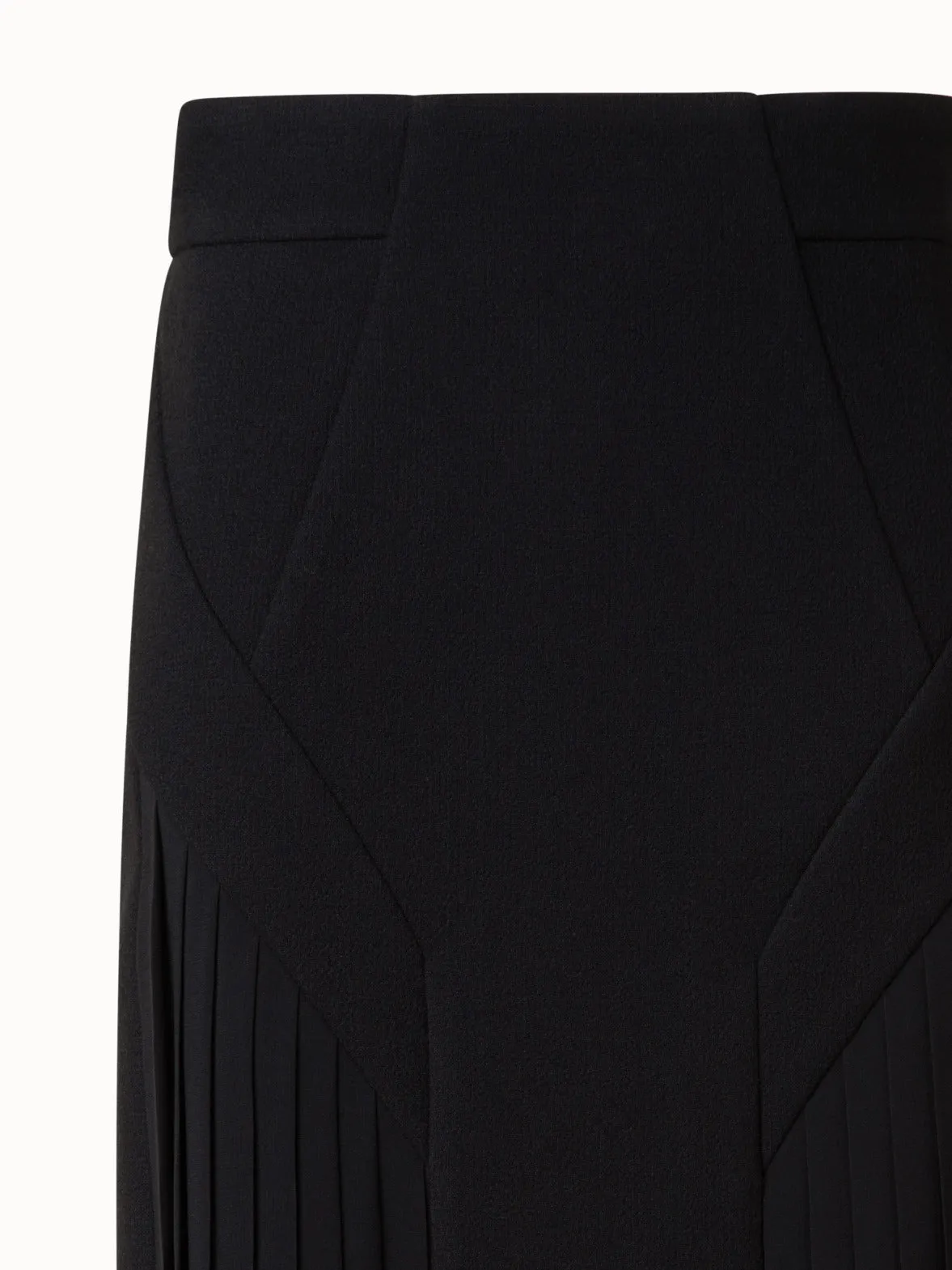 Pencil Skirt in Wool Double-Face with Plisse Insets