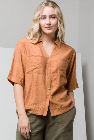 Poly-Viscose  Short Sleeve Shirt Rust