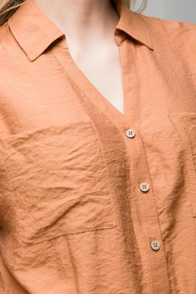 Poly-Viscose  Short Sleeve Shirt Rust