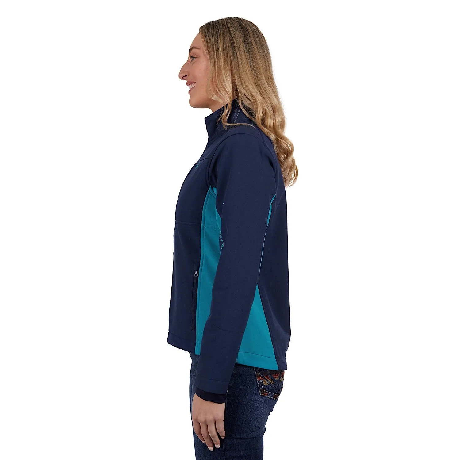 Pure Western Womens Tracy Soft Shell Jacket Navy/Aqua