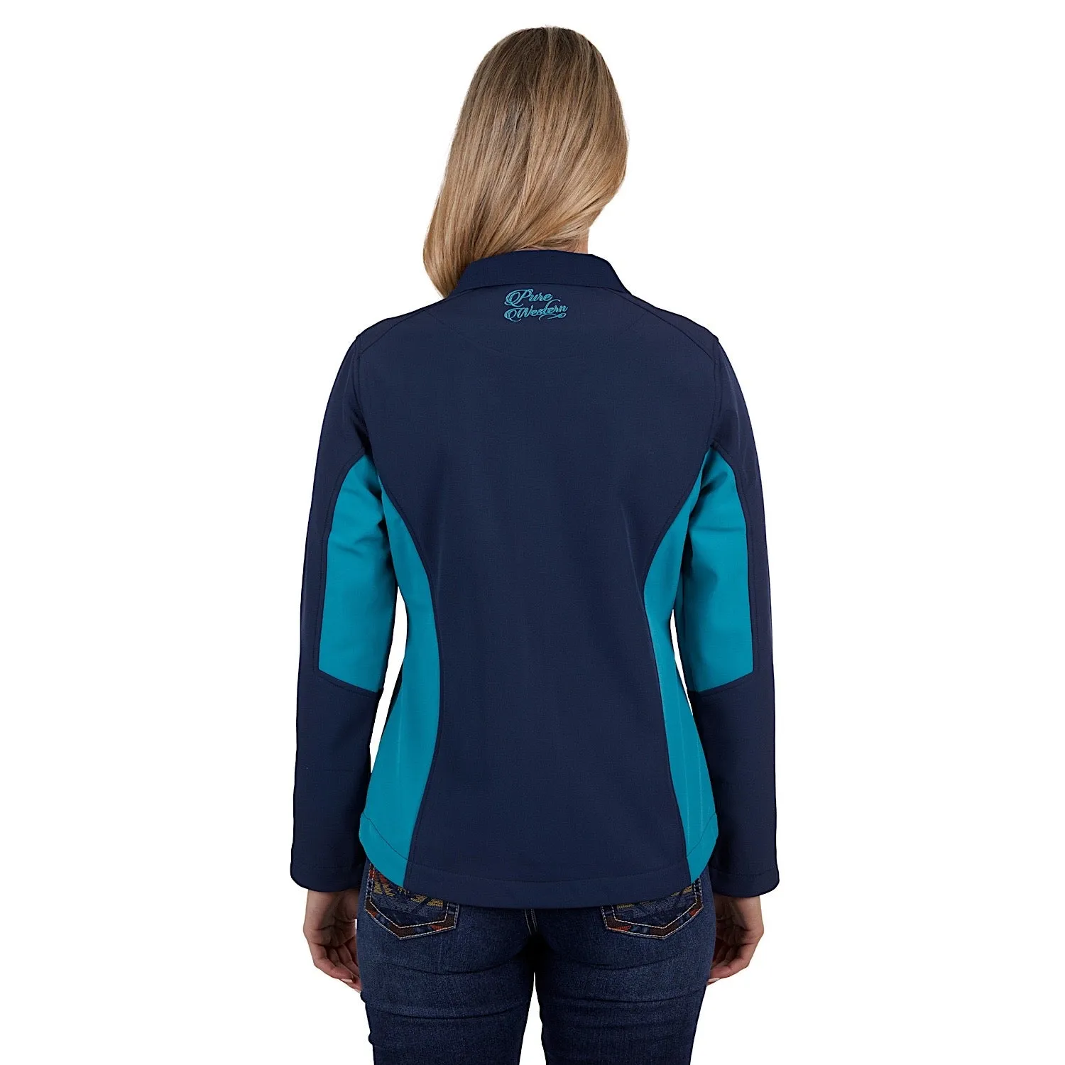 Pure Western Womens Tracy Soft Shell Jacket Navy/Aqua