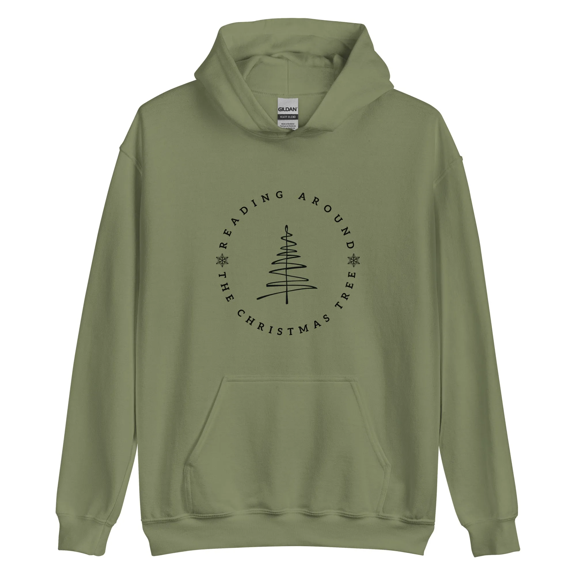 reading around the christmas tree hoodie