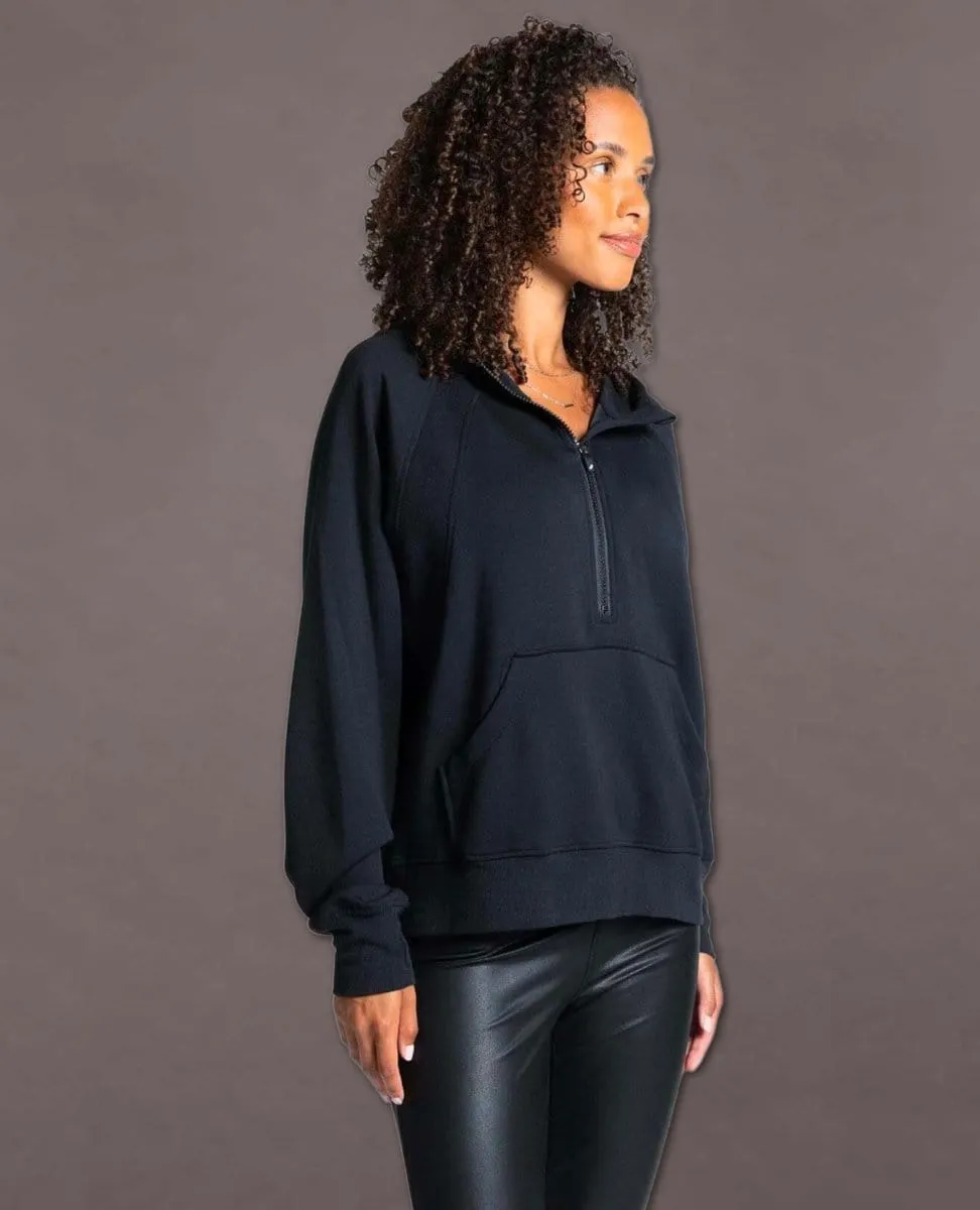 Restocked Lella Hoodie Half Zip Black