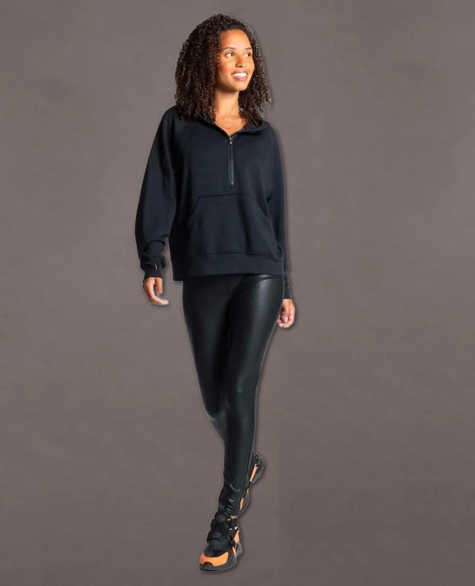 Restocked Lella Hoodie Half Zip Black