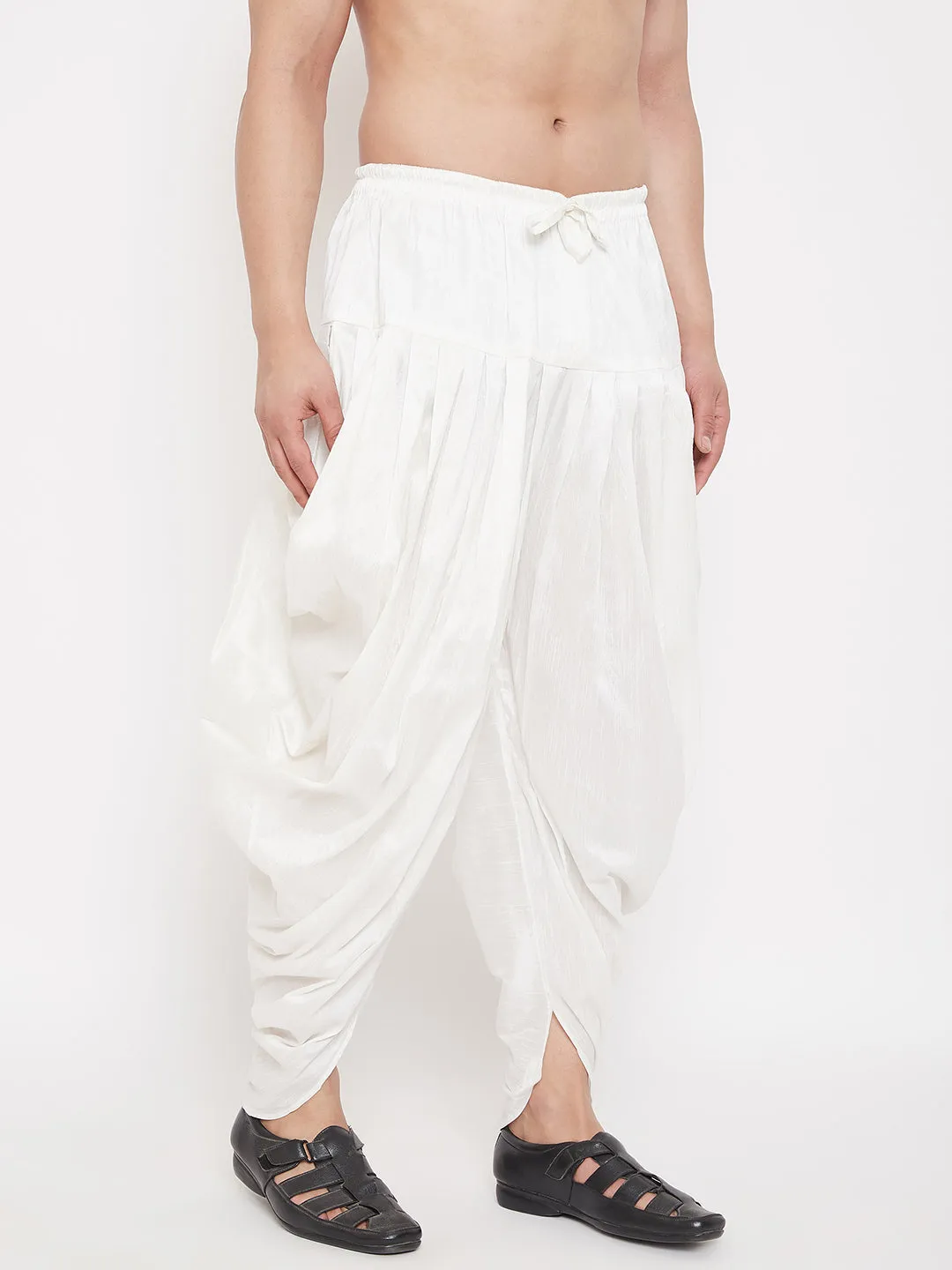 VM BY Vastramay Men's White Dhoti Pants