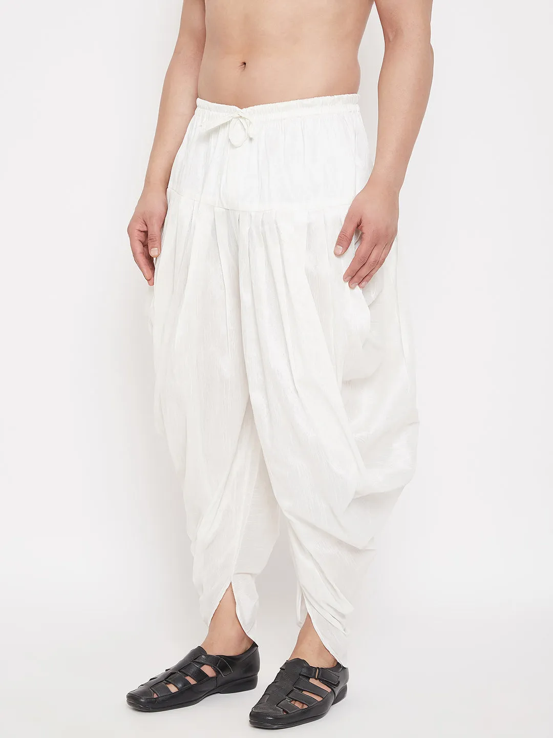 VM BY Vastramay Men's White Dhoti Pants