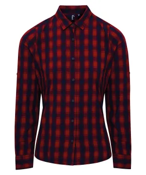 Womens Mulligan check cotton long sleeve shirt | Red/Navy