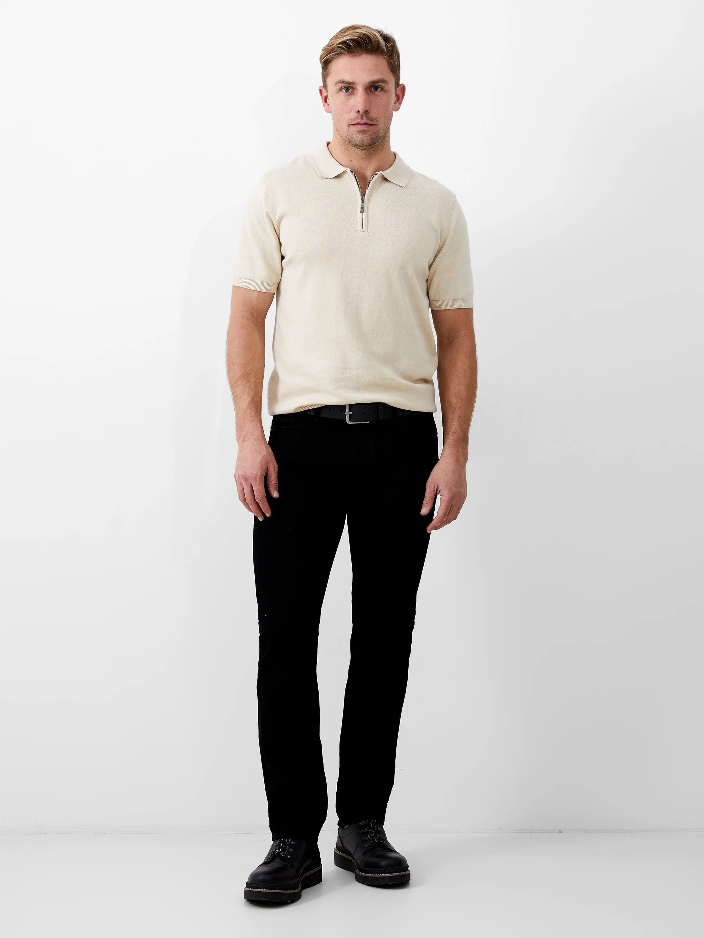 Zip Neck Short Sleeve Polo Shirt