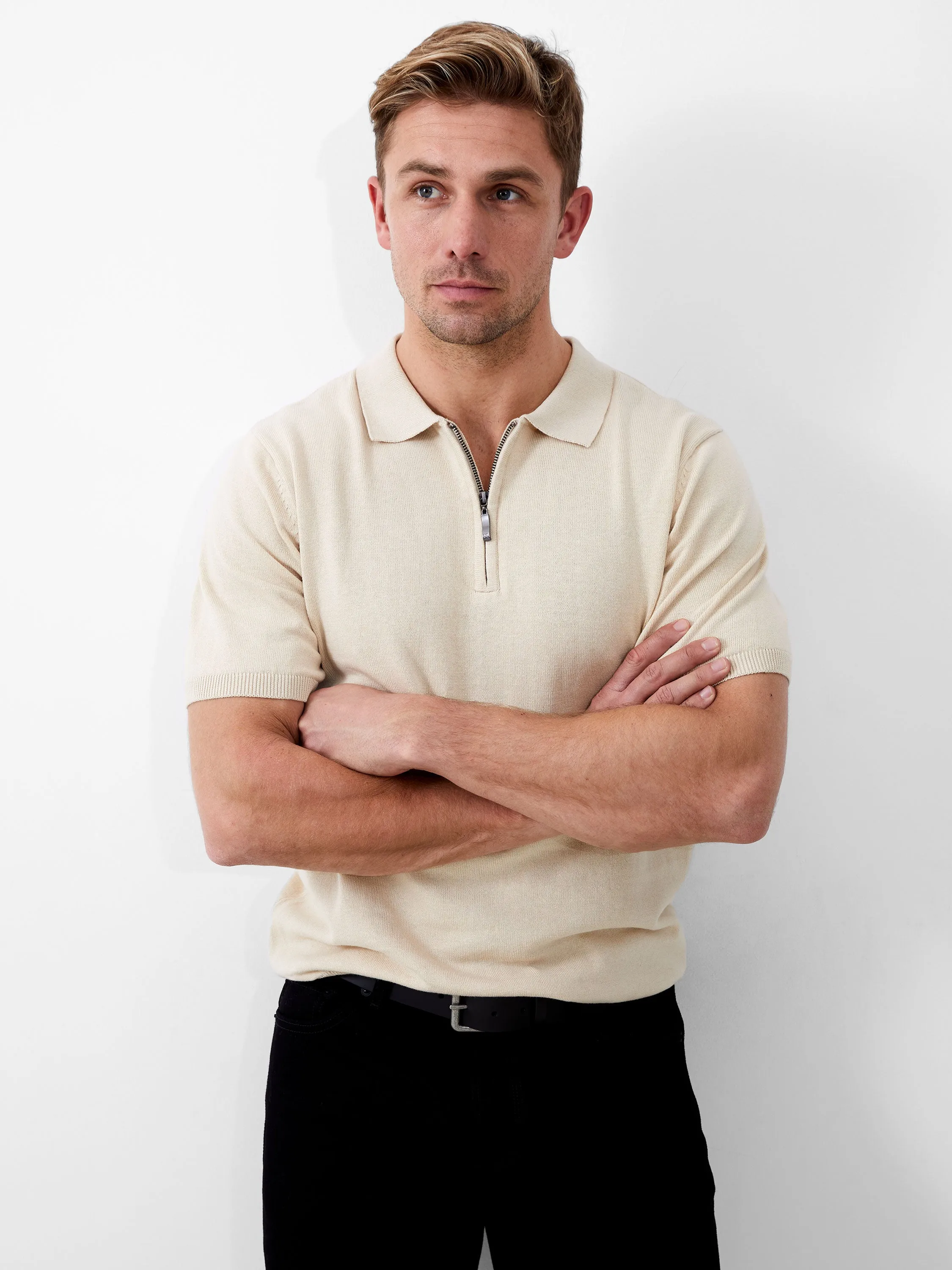 Zip Neck Short Sleeve Polo Shirt